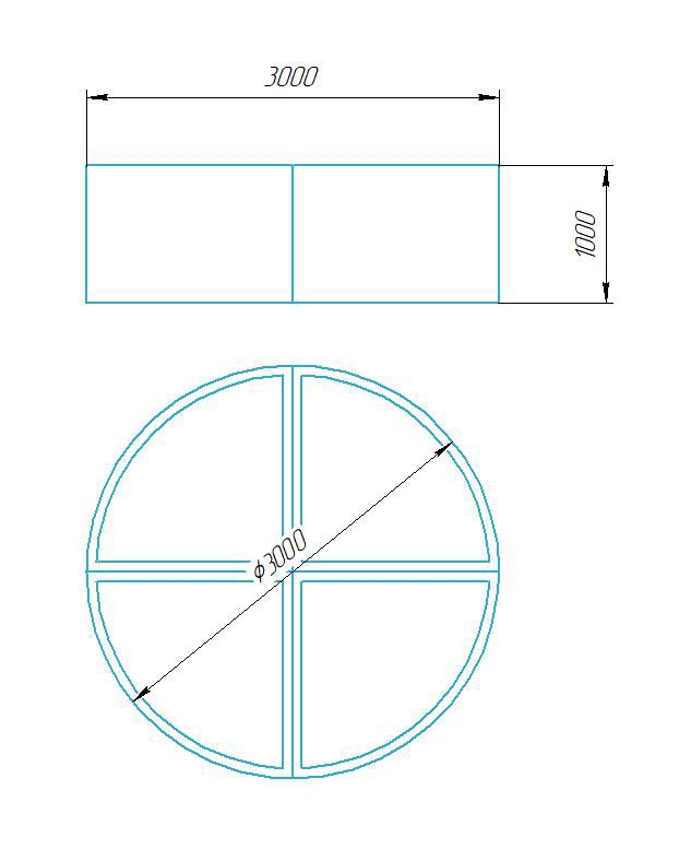 Чертёж размеров и формы кашпо