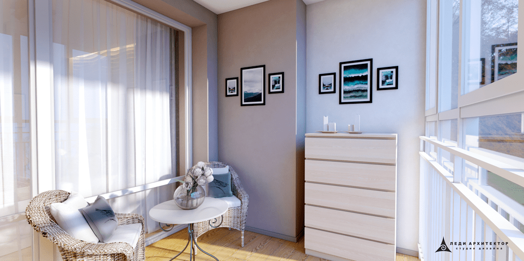 Дизайн современной лоджии в ЖК Казансу