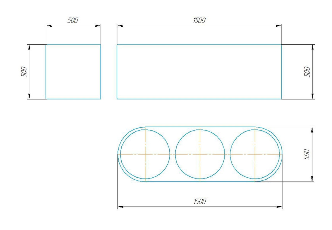 Чертёж размеров и формы кашпо