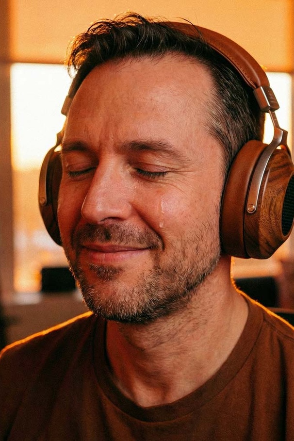 Муж плачет от счастья с закрытыми глазами, слушая песню о своей жизни - трогательный подарок