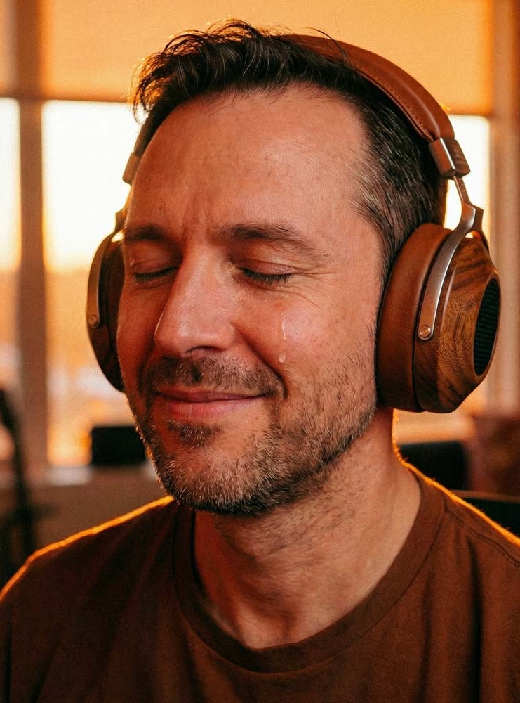 Муж плачет от счастья с закрытыми глазами, слушая песню о своей жизни - трогательный подарок