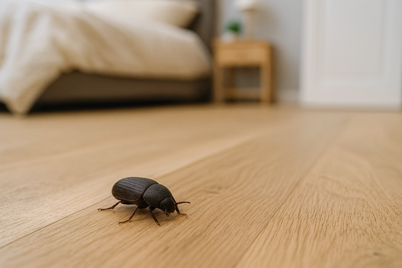 Жук на полу в спальне