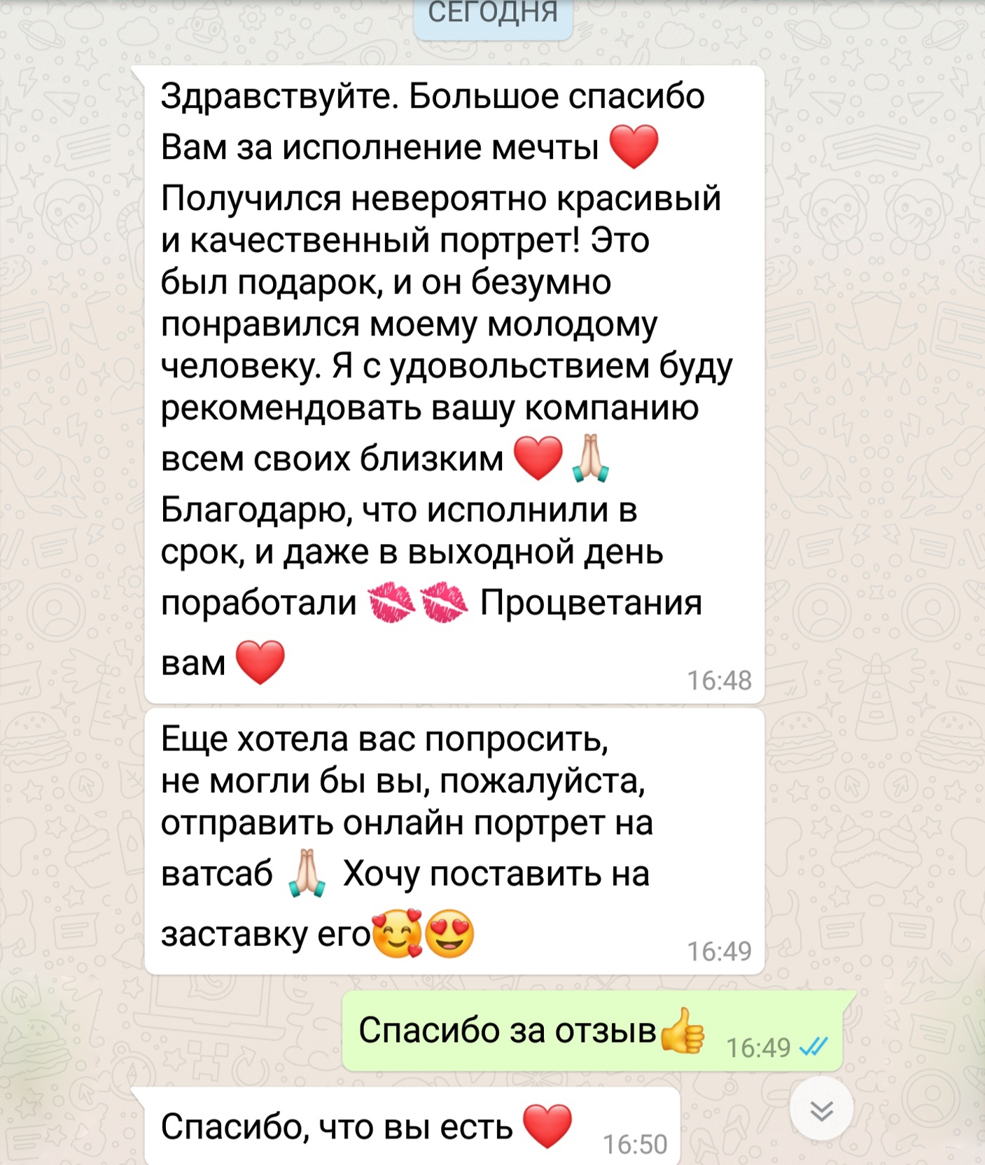 Текстовый отзыв на портрет