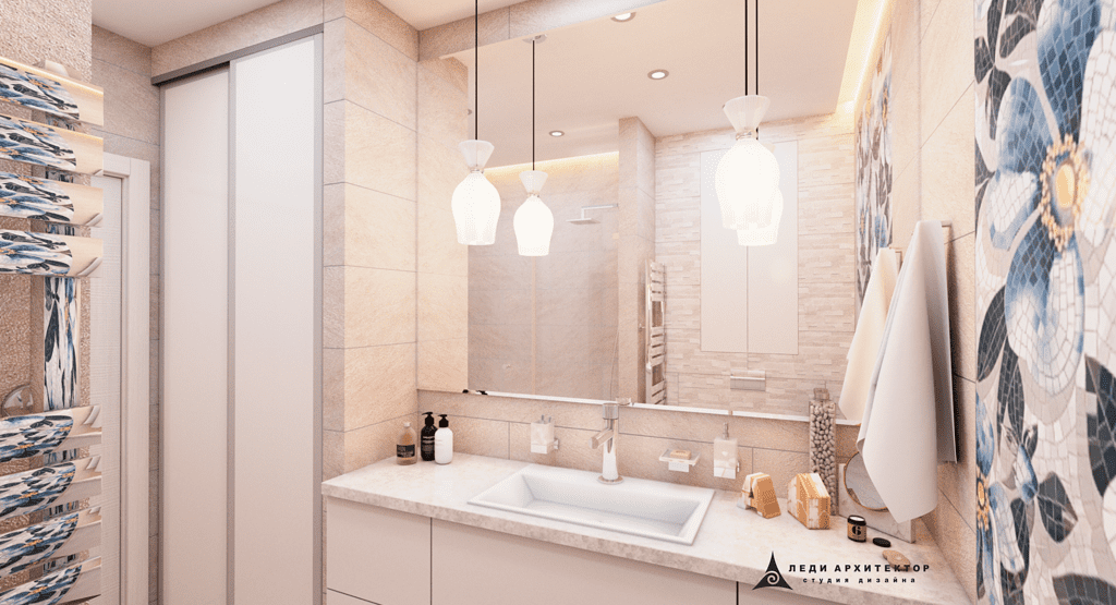 Дизайн красивой ванной комнаты в ЖК Казансу