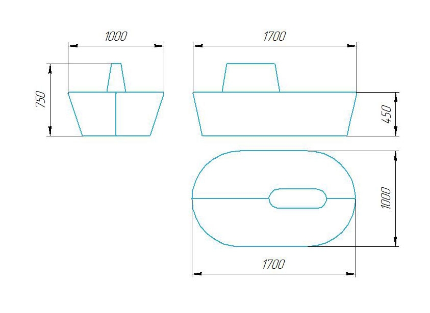 Чертёж размеров и формы скамейки