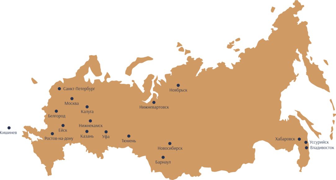 Карта России с расположением флоат-студий