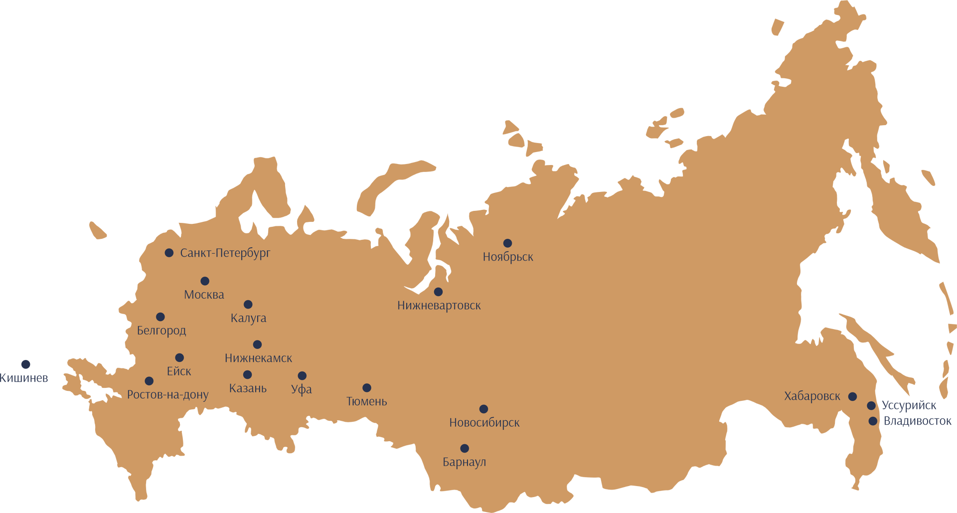 Карта России с расположением флоат-студий