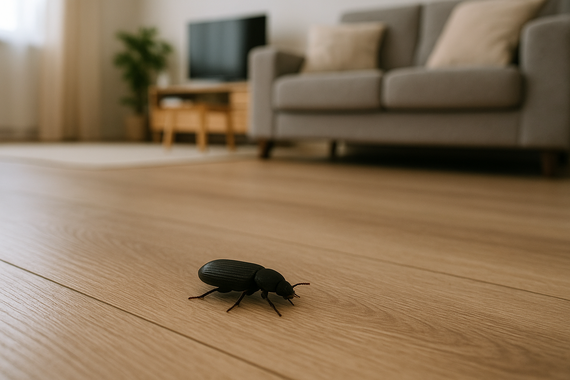 Жук на полу в гостиной