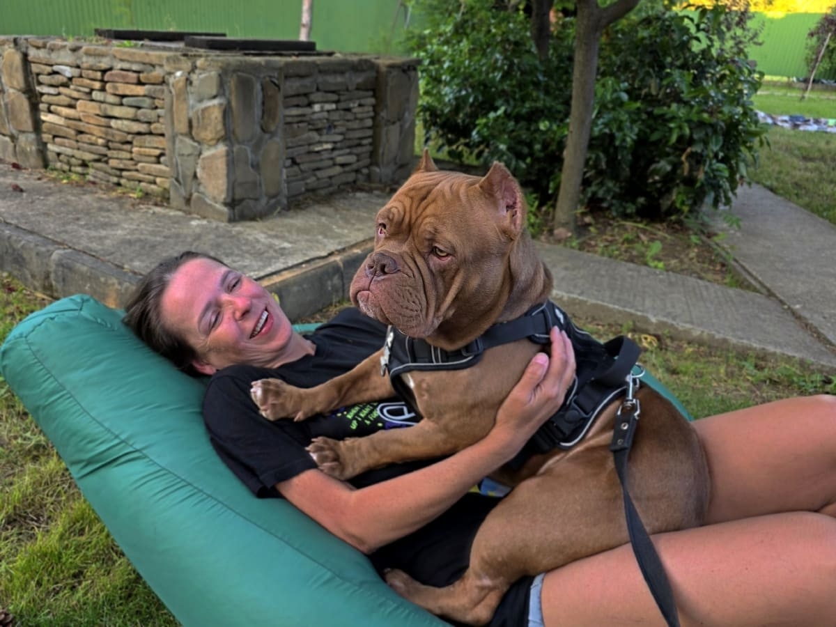 Американский булли с хозяйкой фото амбулли 6 месяцев