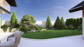 Уютная беседка, окруженная зелеными насаждениями