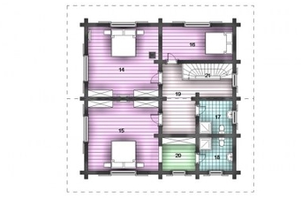 Проект Дома мансардного этажа из бревна 17,50х10,8 метра под ключ в Москве и МО