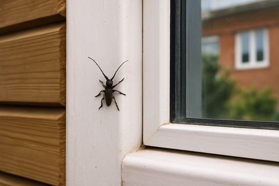 Усач на оконной раме