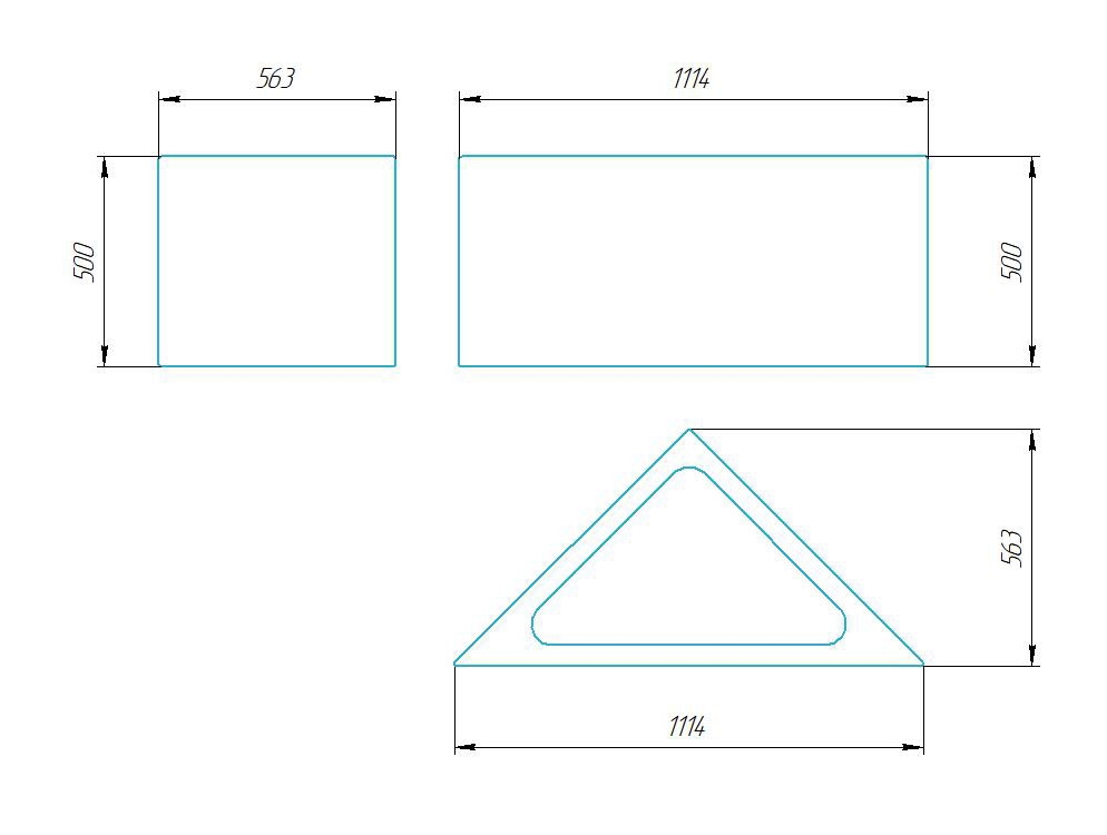 Чертёж размеров и формы кашпо
