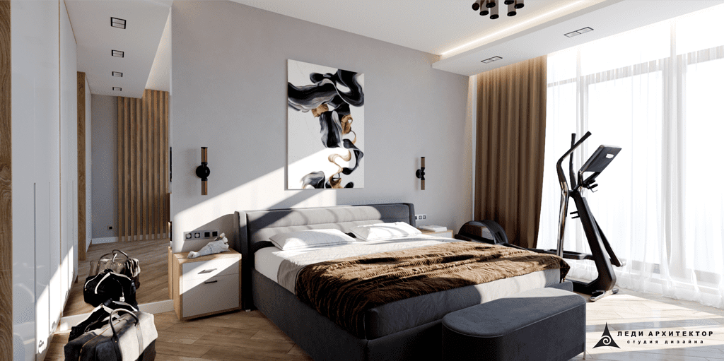 Современный интерьер спальни в ЖК Вишневый Сад