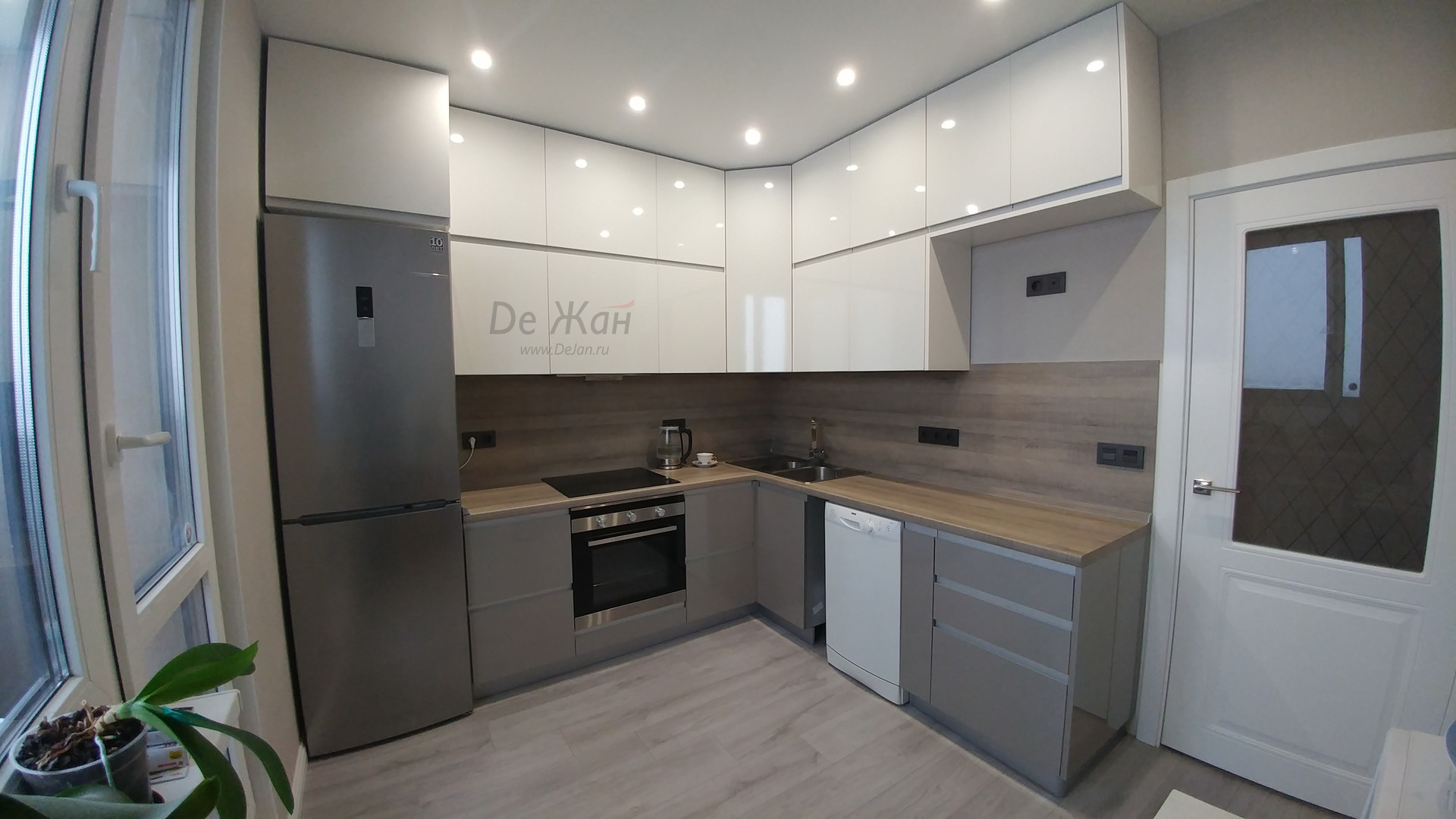 Кухня ПОСТ Белый-Серый