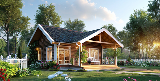 Возведение каркасно-щитового дома на участке в Волжском на этапе сборки