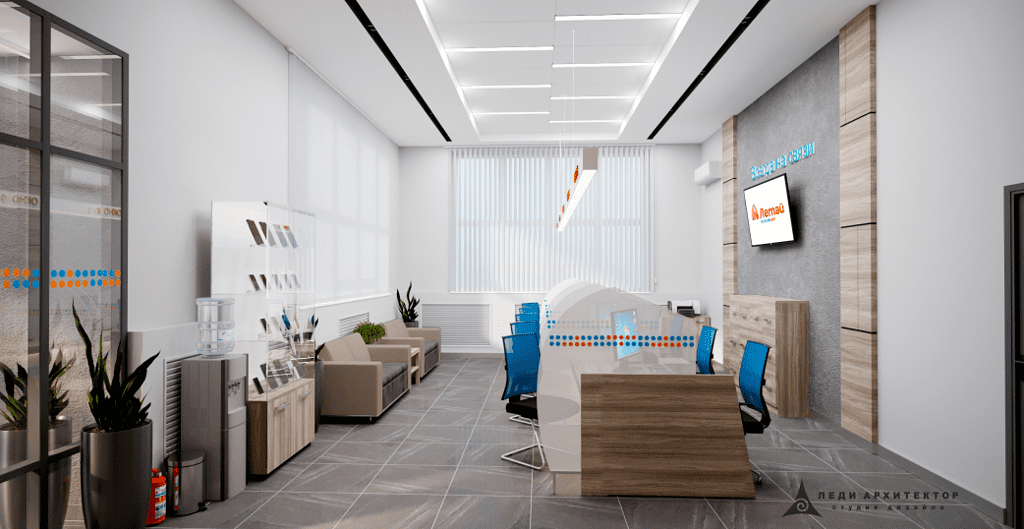Дизайн современного офиса обслуживания Таттелекома
