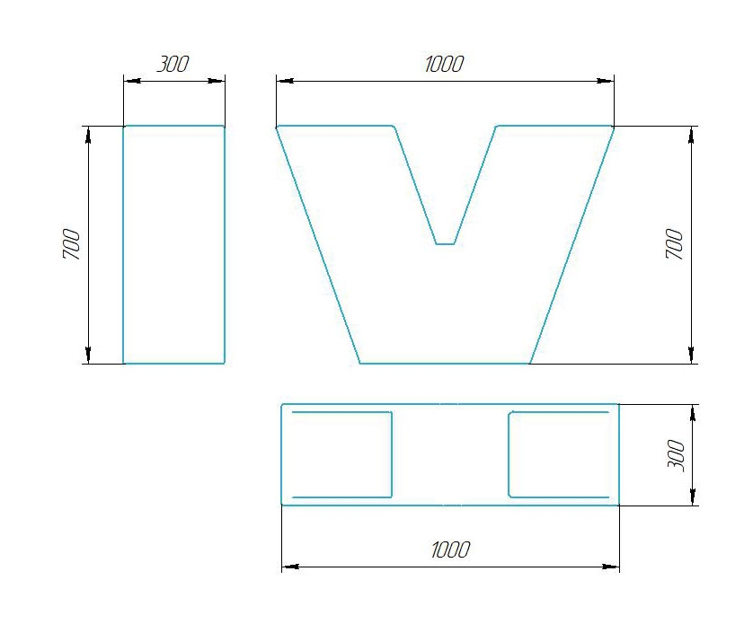 Чертёж размеров и формы кашпо