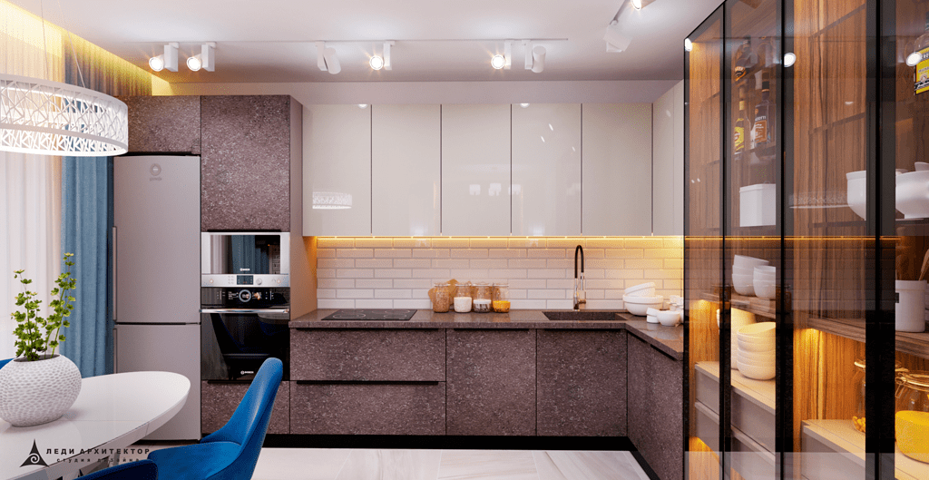 Дизайн интерьера современной кухни квартиры в ЖК Казансу