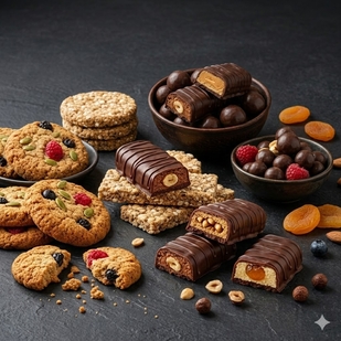 Полезные перекусы, фруктовые чипсы, орехи и сухофрукты в магазине EcoShop