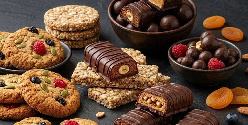 Полезные перекусы, фруктовые чипсы, орехи и сухофрукты в магазине EcoShop