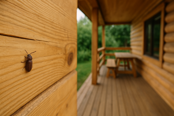 Жук на стене веранды