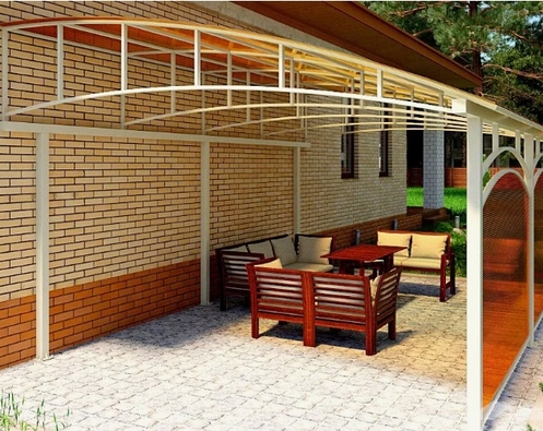 Проектирование, производство, монтаж навеса с полуарочной крышей в Уфе от компании "АктивСтрой"