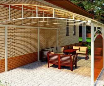 Проектирование, производство, монтаж навеса с полуарочной крышей в Уфе от компании "АктивСтрой"