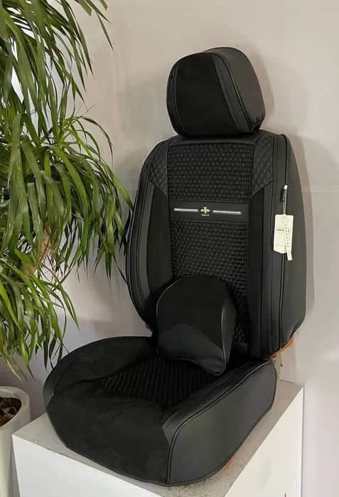 Каркасные авточехлы из экокожи с тканым центром