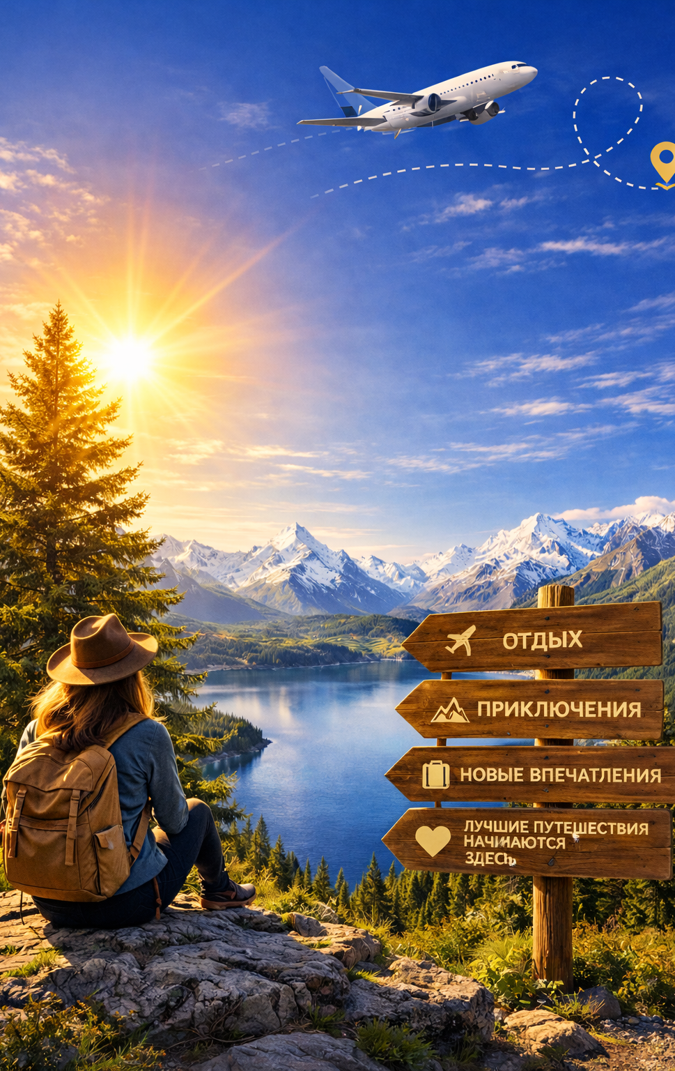 горный пейзаж с озером для главной страницы туристической компании TRAVEL WAY KZ