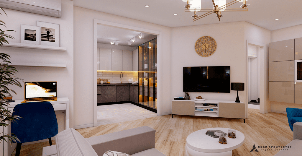 Дизайн современной гостиной ЖК Казансу
