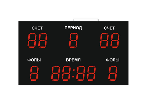 Светодиодное табло для хоккея 135х85_15х4_10х25S128х16