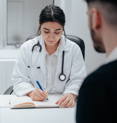 Врач-невролог проводит консультацию пациента с эпилепсией