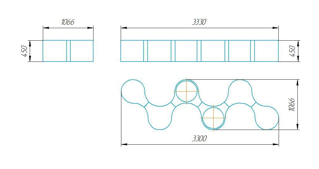 Чертёж размеров и формы кашпо