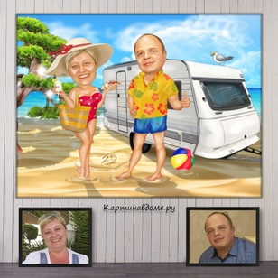 Изображение шаржа-портрета как подарка на 19 лет отношений или свадьбы