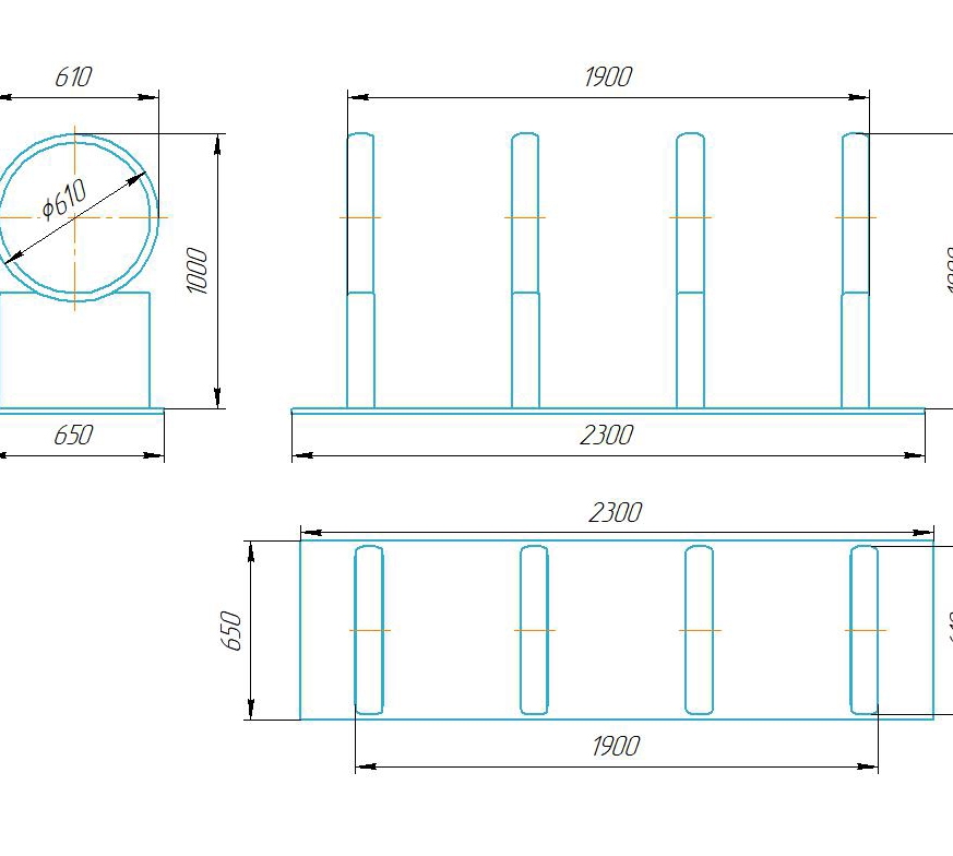 Чертёж размеров и формы велопарковки