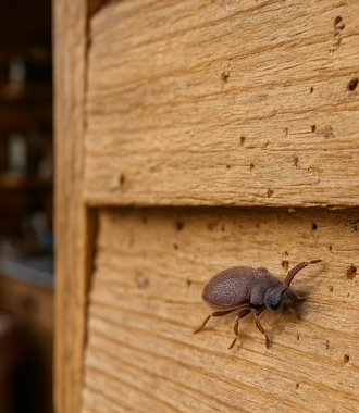 Жук на стене деревянного дома