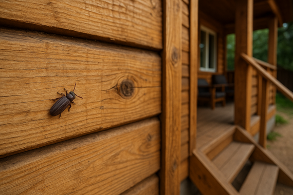 Жук на стене веранды