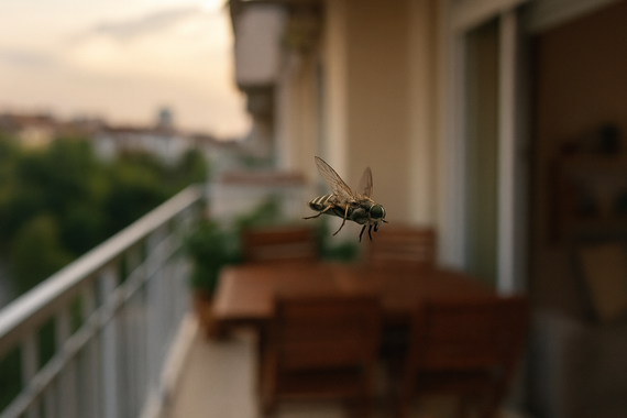 Слепень летает на балконе
