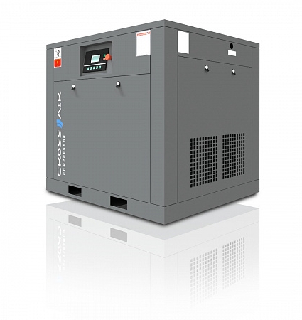Винтовой компрессор CrossAir CA11-10RA (IP54) серого цвета на белом фоне