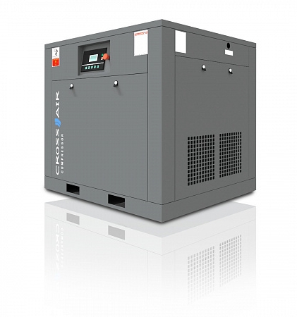 Винтовой компрессор CrossAir CA11-16GA (IP23) серого цвета на белом фоне