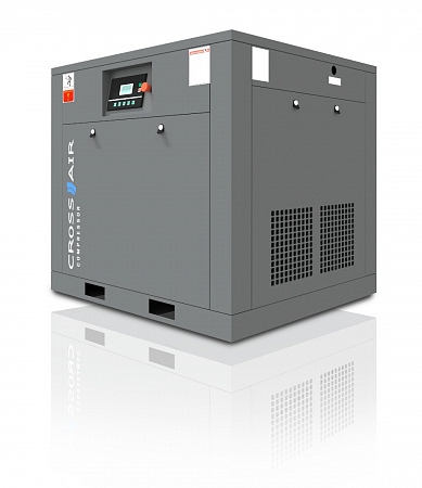 Винтовой компрессор CrossAir CA15-10RA (IP23) серого цвета на белом фоне