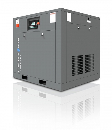 Винтовой компрессор CrossAir CA15-10RA (IP54) серого цвета на белом фоне