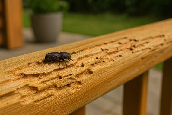 Короед на перилах веранды