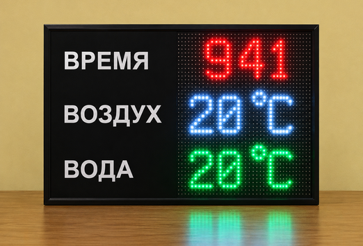 Светодиодное цветное метеотабло для бассейна 
