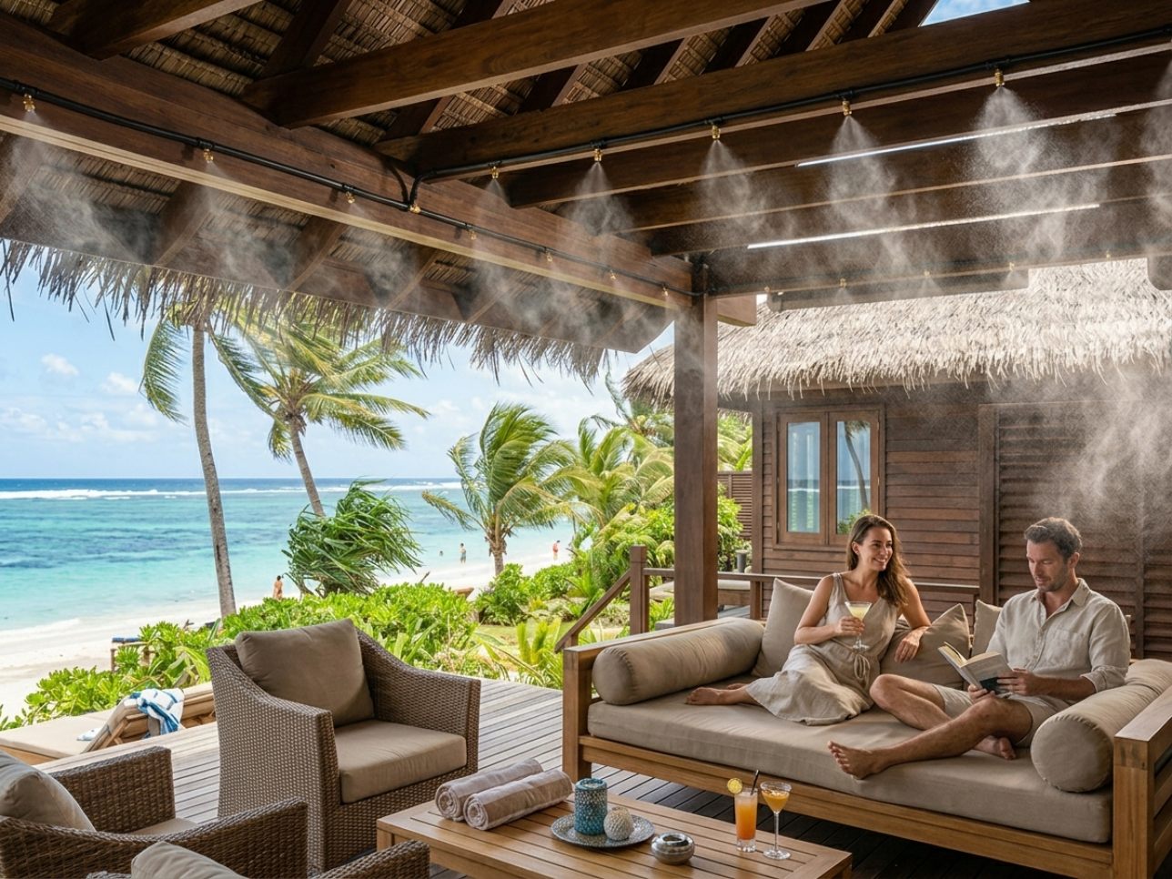 система холодного тумана для охлаждения летней террасы у моря