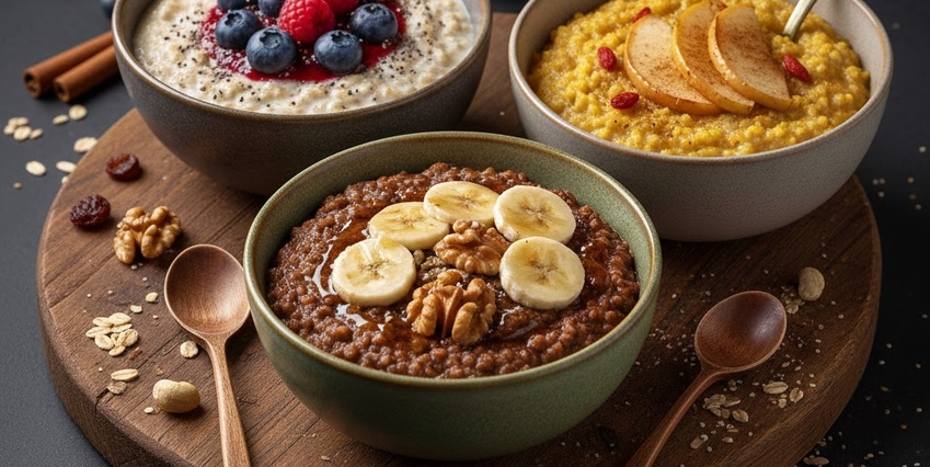 Овсяная каша с ягодами и орехами. Натуральные завтраки без сахара и глютена в магазине EcoShop