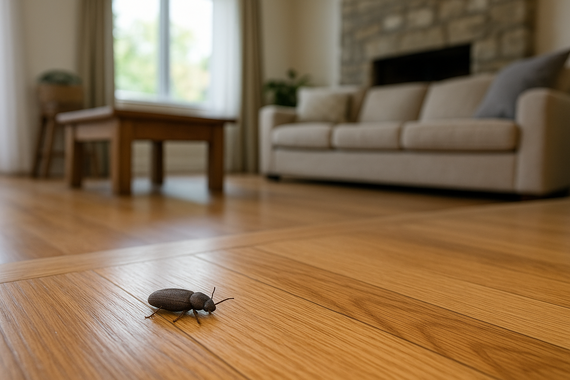 Жук на полу в гостиной