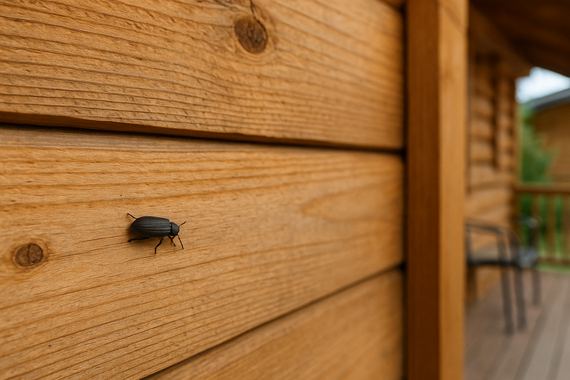 Жук на стене веранды