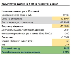 Калькулятор сделок по Казахстан